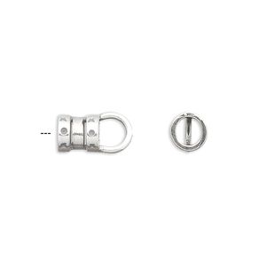 Crimp end 1pkg2 sterling silver, 6.5x6mm tube / loop / 4mm inside diameter, antiqued