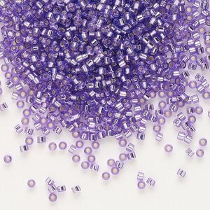 Seed bead, Delica&reg;, glass, pkg/7.5g, #11 round, transparent outside dyed silver-lined purple (DB-1347).