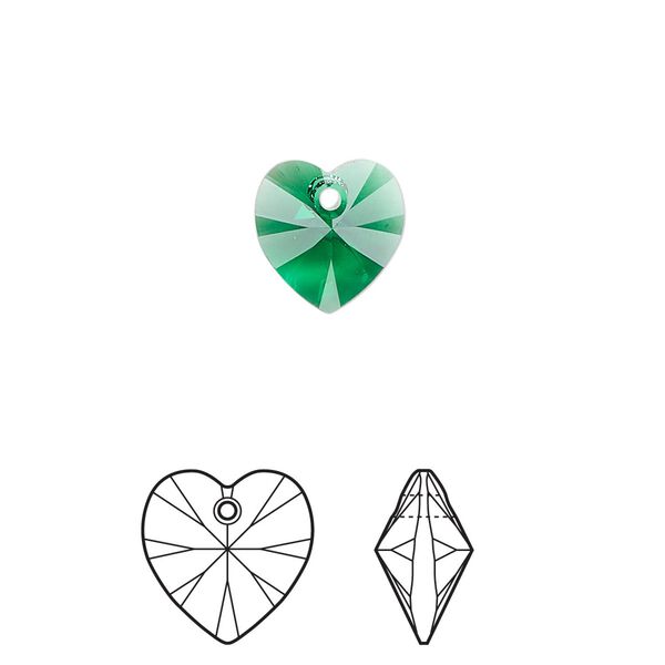 Drop 288pk majestic green, Swarovski&reg; 10mm pendant heart 6228 image number 0