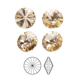 Chaton 144pk light peach foil back, Preciosa MAXIMA Czech crystal rhinestone 12mm rivoli
