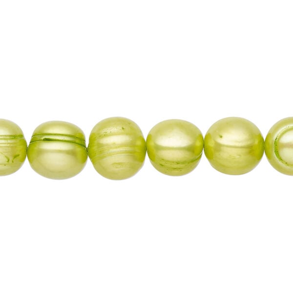 Freshwater pearl 1pkg1, semi-round, 15 inch chartreuse 9-11mm cultured image number 0