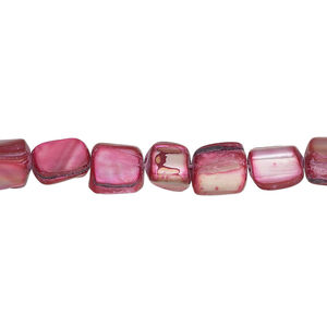 Mother-of-pearl shell 1pkg1, triangle tube bead 15 inch magenta 6x5mm-9x8mm