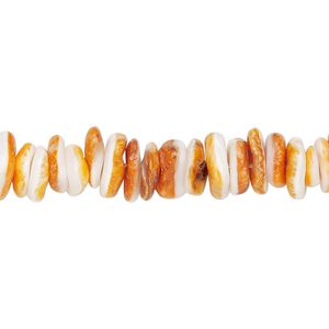 Bead, spiny oyster shell (natural), small to medium hand-cut uneven square-cut chip, Mohs hardness 3-1/2. Sold per 15-1/2" to 16" strand.