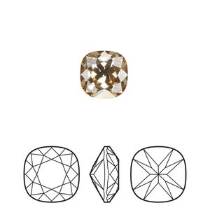 Fancy stone 144pk light Colorado topaz foil back, Preciosa MAXIMA Czech crystal rhinestone 10mm cushion square