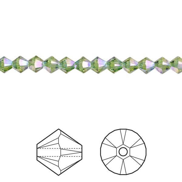 Bead 1440pk peridot shimmer 2X, Swarovski&reg; 4mm XILION bicone 5328 image number 0