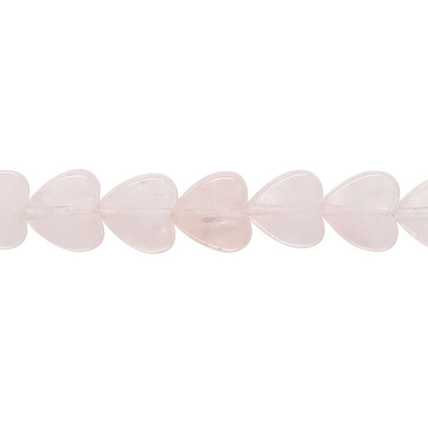 Rose quartz 1pkg1, flat heart bead natural 15.5-16 inch 8mm image number 0