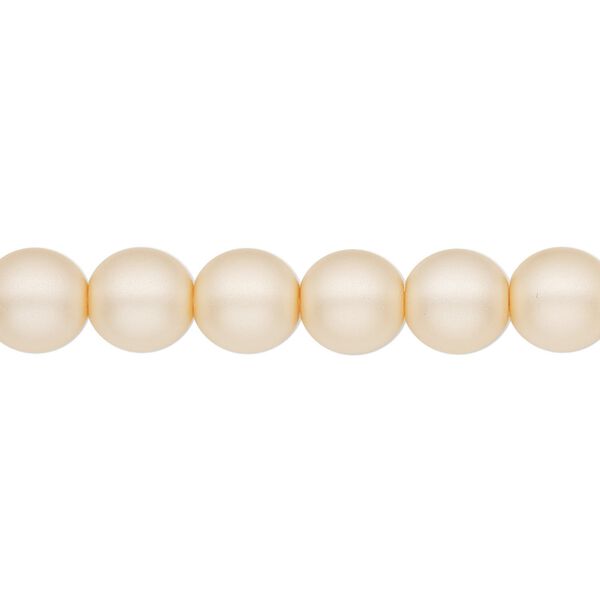 Bead, Czech pearl-coated glass druk, opaque matte champagne, 8mm round. Sold per 15-1/2" to 16" strand. image number 0