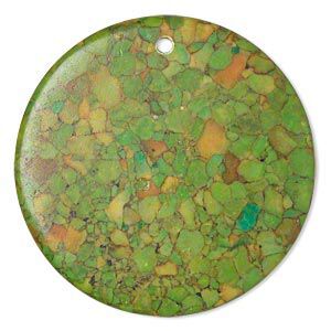 Mosaic "turquoise" (magnesite) 1pkg2, flat round focal 40mm