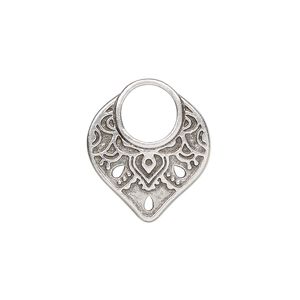 Connector, TierraCast&reg;, "Caravan" collection, antique silver-plated pewter (tin-based alloy), 21x18.5mm double-sided temple with 3 holes and (1) 8mm loop. Sold per pkg of 2.