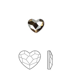 Flat back 144pk crystal golden shadow foil back, Swarovski&reg; hotfix 10x8.5mm heart 2808HF