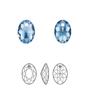 Drop 2pk cool blue, Crystal Passions&reg; Regenerated 11.5mm pendant elliptic cut 6438