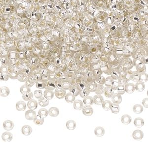 Seed bead, Preciosa Ornela Czech glass, pkg/50g, #8 rocaille, transparent silver-lined clear, (78102).