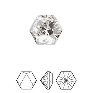 Fancy stone 1pk crystal foil back, Crystal Passions&reg; 16x14mm prismatic hexagon 4699