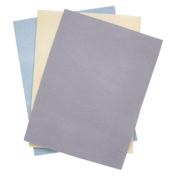 Bead mat mix, Beadalon&reg;, polyester foam, assorted blue / white / grey, 12x9-inch rectangle. Sold per pkg of 3. image number 0