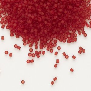 Seed bead, Delica&reg;, glass, pkg/7.5g, #11 round, translucent matte dark cranberry (DB-1262).