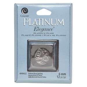 Split ring 1pkg12 platinum-plated, 6mm round, copper / lacquer