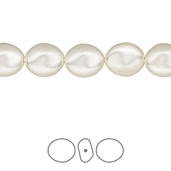 Pearl 250pk cream, Swarovski&reg; 10x9mm baroque coin 5842 image number 0