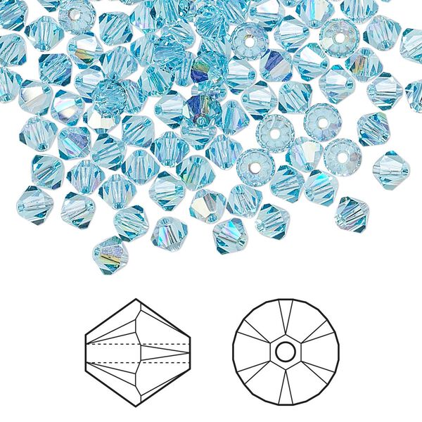 Bead 1440pk aquamarine AB, Swarovski&reg; 4mm XILION bicone 5328 image number 0