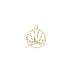 Charm Amoracast&reg; 1pkg1 sterling silver, 12mm double-sided cutout brushed sunrise round, "vermeil" (gold finish)