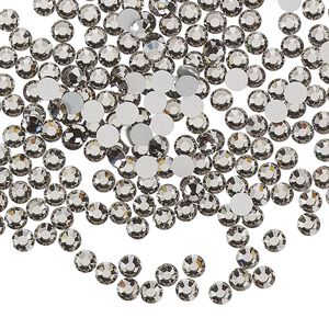 Flat back, Dance With Me&trade; crystal rhinestone, black diamond, foil back, 3-3.2mm rose, SS12. Sold per pkg of 144 (1 gross).