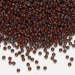 Seed bead, Miyuki, glass, pkg/25g, #11 rocaille, opaque Picasso red, (RR-4513).