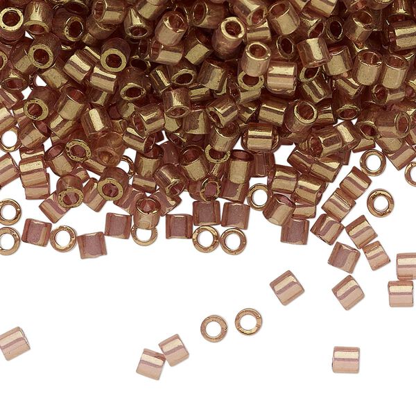 Seed bead, Delica&reg;, glass, pkg/250g, #8 round, translucent gold luster light topaz (DBL-0115). image number 0