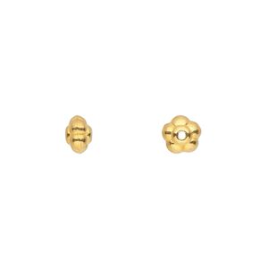 Bead 1pkg50 gold-finished "pewter", 6x4mm scalloped rondelle