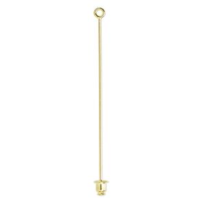 Stick pin 1pkg10 gold-plated, 2.5 inch / 1 loop / open-ended clutch, 18 gauge brass