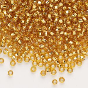 Seed bead, Preciosa Ornela Czech glass, pkg/50g, #8 rocaille, transparent silver-lined topaz, (17050).