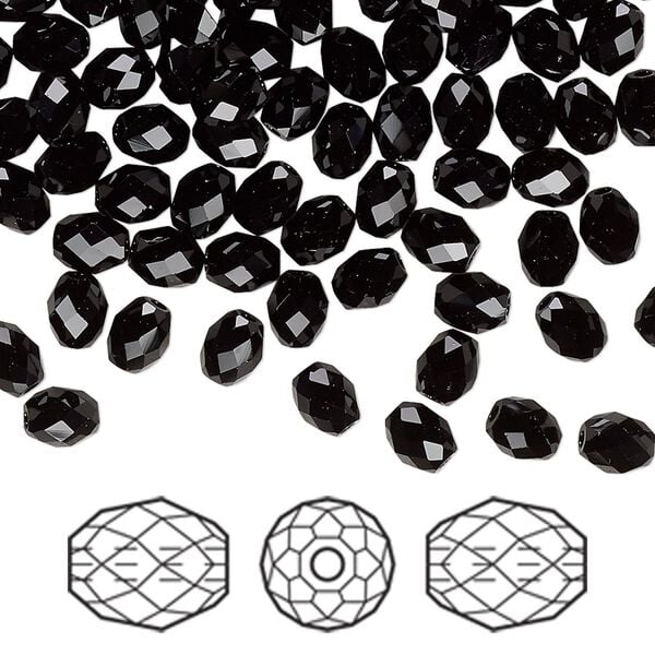 Bead 360pk jet, Swarovski&reg; 5x4mm olive briolette 5044 image number 0