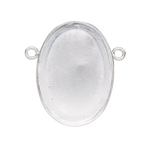 Connector, Almost Instant Jewelry&reg;, fine silver, 31x23mm closed-back oval with 30x22mm oval bezel setting. Sold individually.