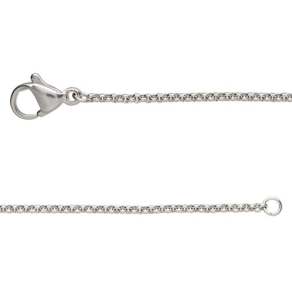 Chain 1pkg1 rolo, 1.5mm / lobster claw clasp, stainless steel 18 inch image number 0