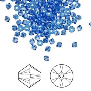 Bead 1440pk sapphire, Swarovski&reg; 3mm XILION bicone 5328