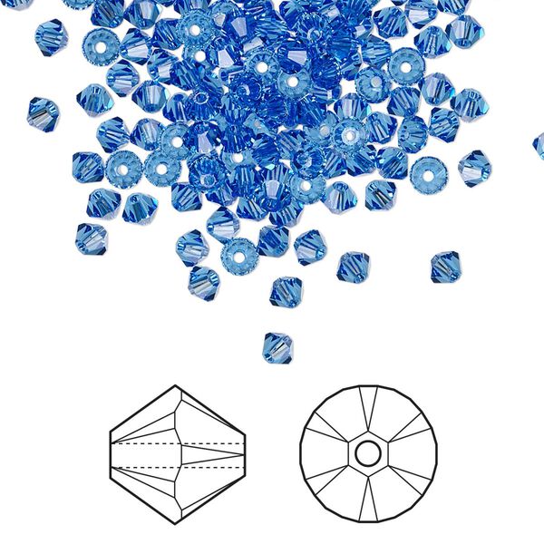 Bead 1440pk sapphire, Swarovski&reg; 3mm XILION bicone 5328 image number 0