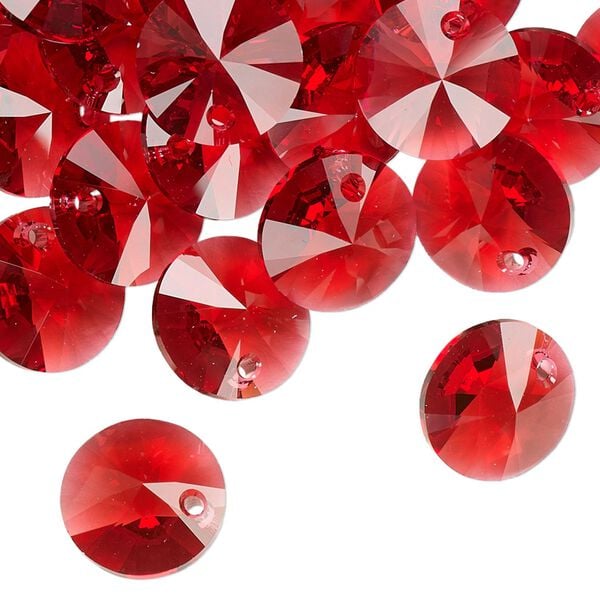 Drop 144pk scarlet, Swarovski&reg; 12mm pendant mini disk 6428 image number 1