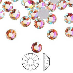 Flat back 24pk crystal AB foil back, Preciosa Viva 12&reg; Czech crystal rhinestone 6.3-6.5mm chaton rose round SS30