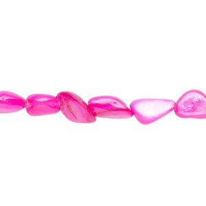 Mother-of-pearl shell 1pkg1, pebble bead 30 inch hot pink small to large