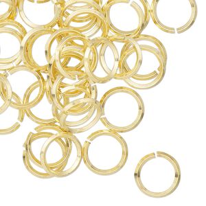 Jump ring 1pkg50 brass, 10mm hand-cut round / diamond wire, 16 gauge / 7.3mm inside diameter