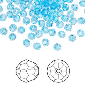 Bead 144pk aquamarine, Crystal Passions&reg; 4mm round 5000