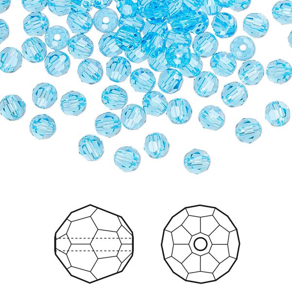 Bead 144pk aquamarine, Crystal Passions&reg; 4mm round 5000 image number 0