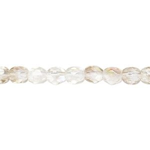 Bead, Czech fire-polished glass, clear and smoke AB, 3mm faceted round. Sold per 15-1/2" to 16" strand.