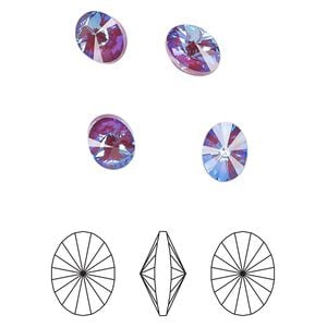 Chaton 6pk crystal burgundy DeLite, Crystal Passions&reg; 8x6mm oval rivoli 4122