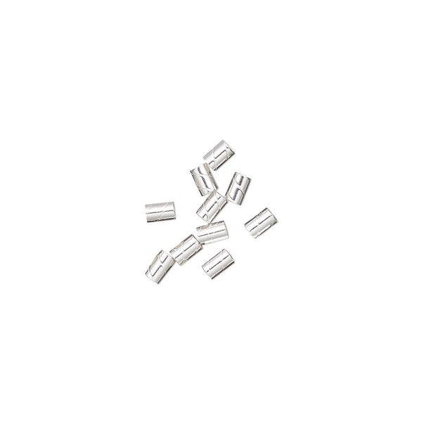Crimp 1pkg10 sterling silver, 3x2mm twisted / 1.25-1.5mm inside diameter image number 0