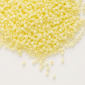 Seed bead, Delica&reg;, glass, pkg/250g, #11 round, Duracoat&reg; opaque outside dyed light lemon ice (DB-2101).