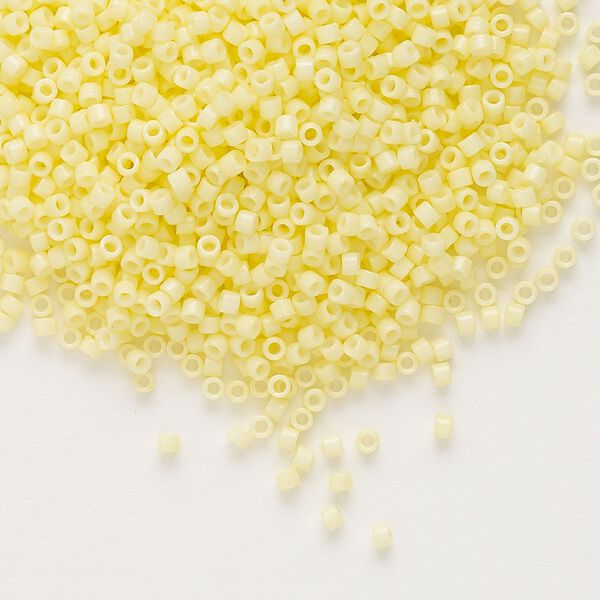 Seed bead, Delica&reg;, glass, pkg/250g, #11 round, Duracoat&reg; opaque outside dyed light lemon ice (DB-2101). image number 0