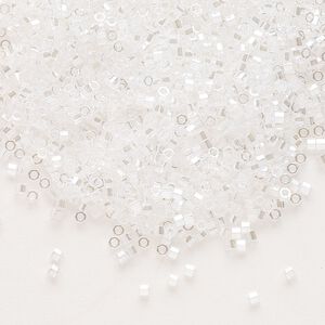 Seed bead, Delica&reg;, glass, pkg/50g, #11 cut, translucent luster crystal silver (DBC-0050).