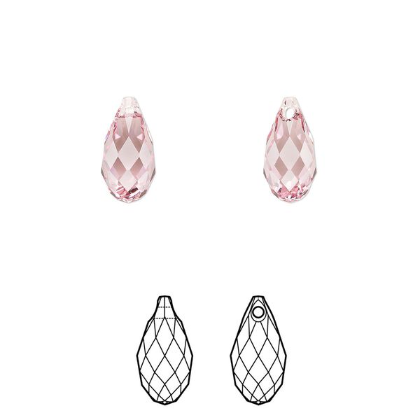 Briolette 144pk light rose, Swarovski&reg; 11x5.5mm pendant drop 6010 image number 0