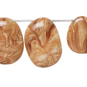 Petrified wood opal 1pkg10, top-drilled oval freeform bead natural B grade, graduated