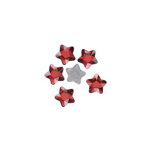 Flat back 6pk scarlet foil back, Crystal Passions&reg; hotfix rhinestone 6mm star flower 3754