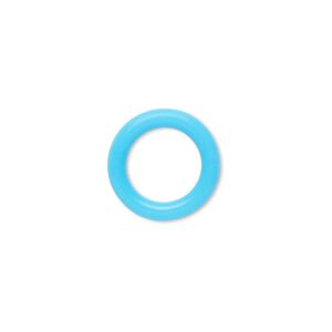 Component, Oh! Ring&trade;, silicone, neon blue, 15mm round with 10mm hole. Sold per pkg of 100.